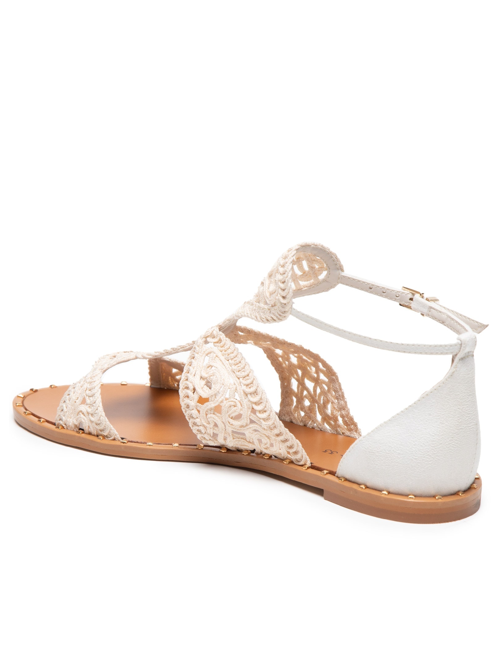 Sandália Feminina Rasteira Em Macramê Off White Market 33