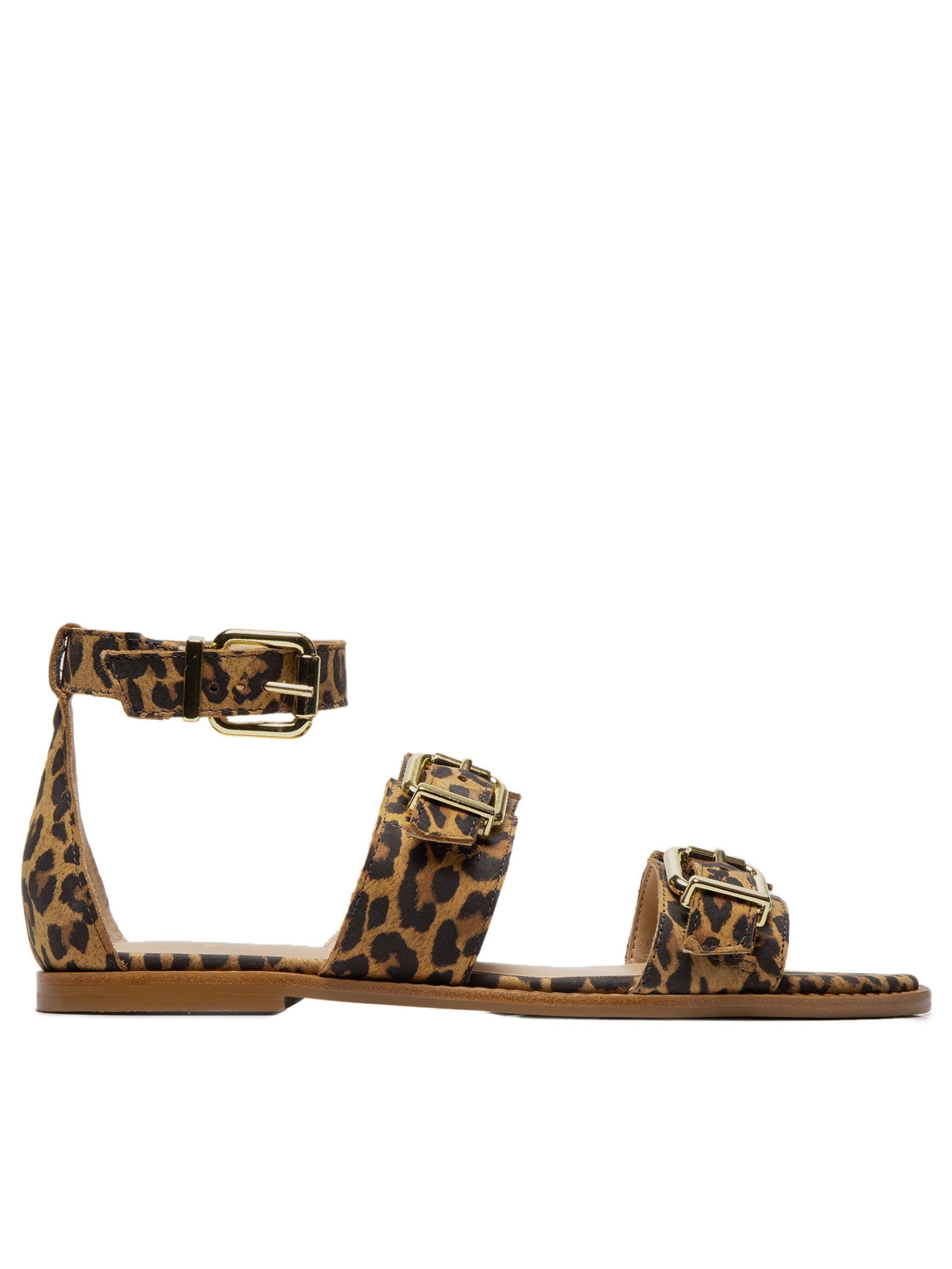 Sandália Feminina Rasteira Fivelas Animal Print  Luiza Barcelos