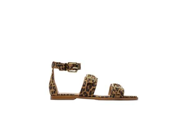 Sandália Feminina Rasteira Fivelas - Animal Print 