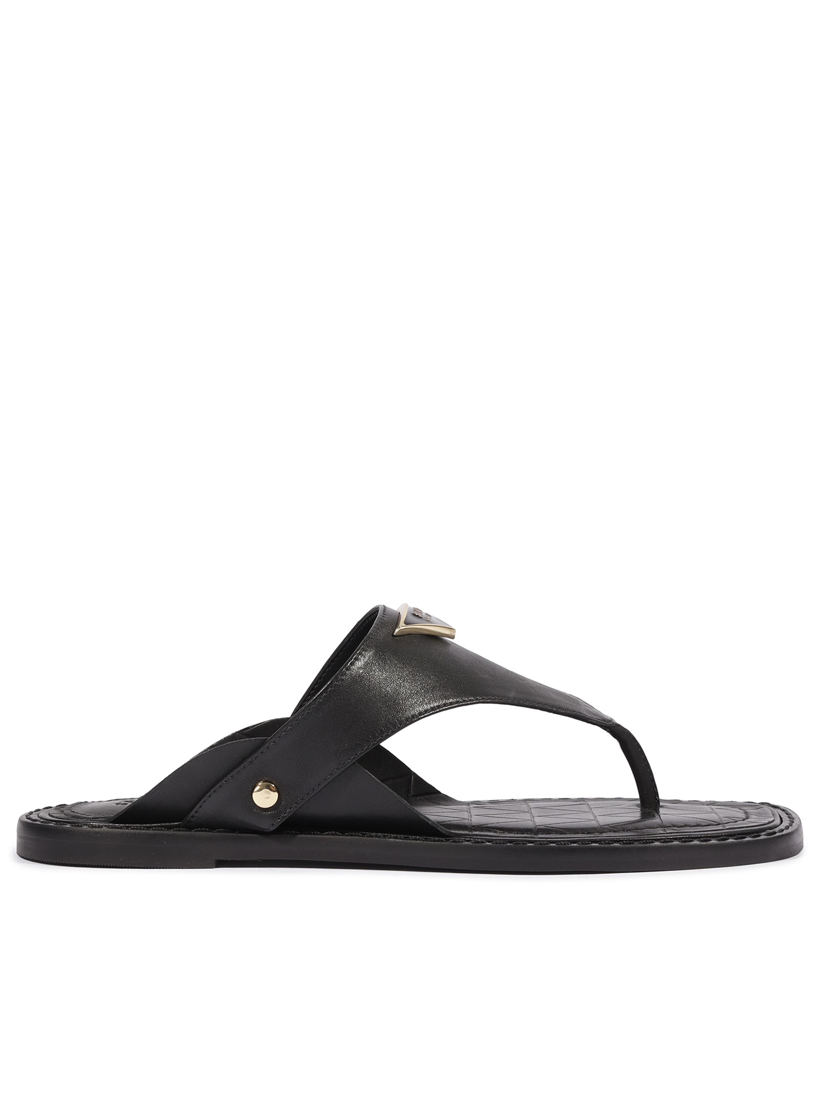 Sandália Feminina Rasteira Flat Shield Couro Preto Schutz