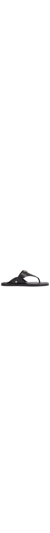 Sandália Feminina Rasteira Flat Shield Couro - Preto