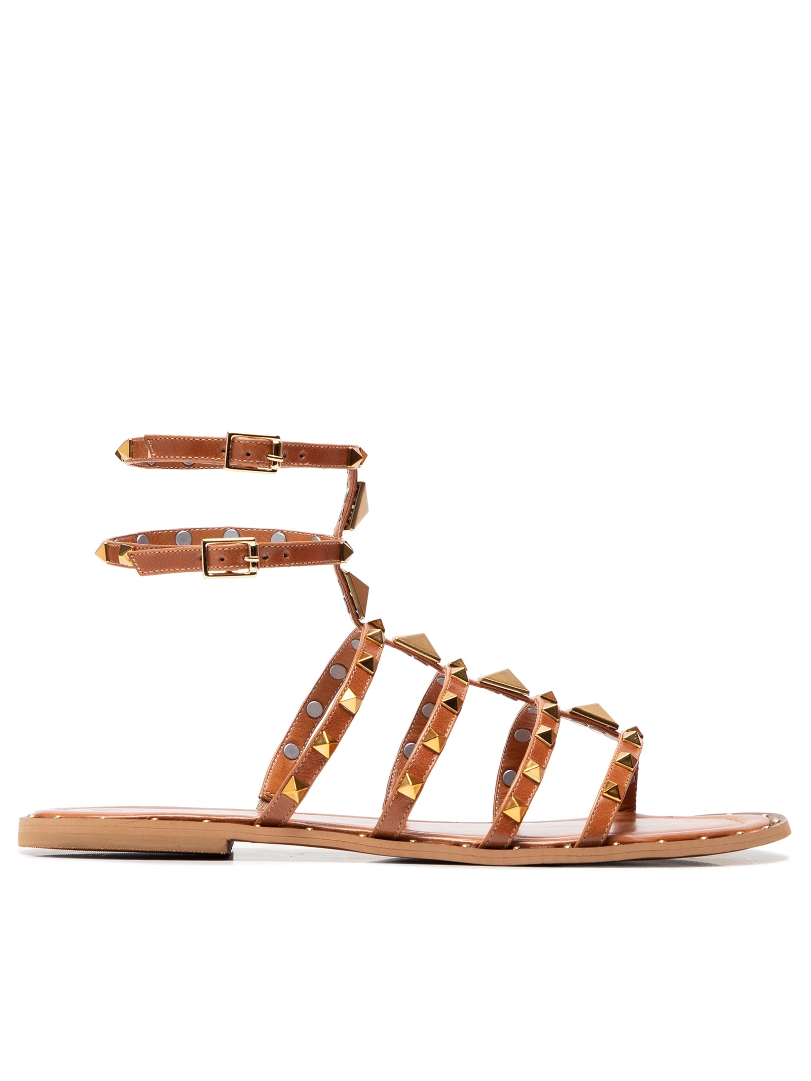 Sandália Feminina Rasteira Gladiadora Couro Marrom Market 33