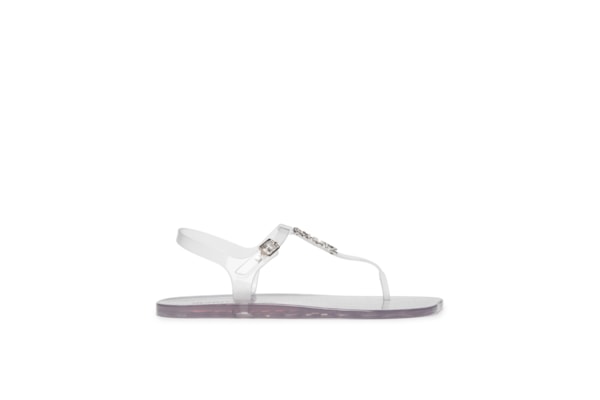 Sandália Feminina Rasteira Injetada Translúcido - Branco
