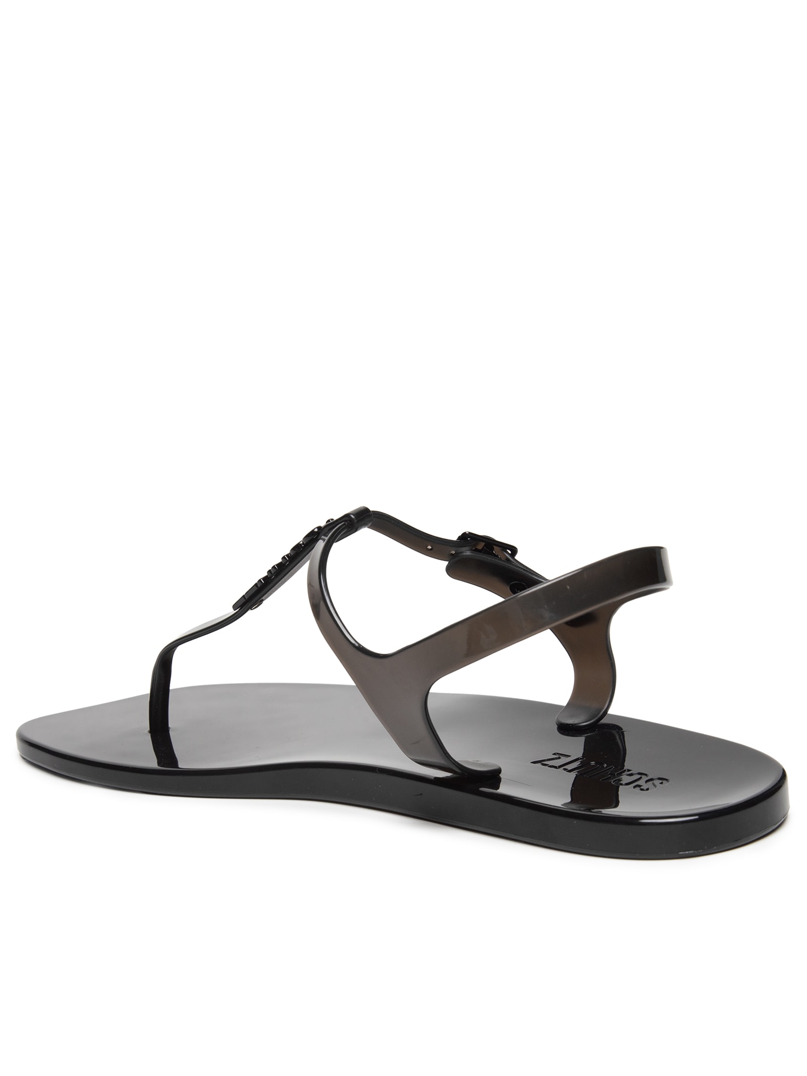 Sandália Feminina Rasteira Injetada Translúcido Preto Schutz