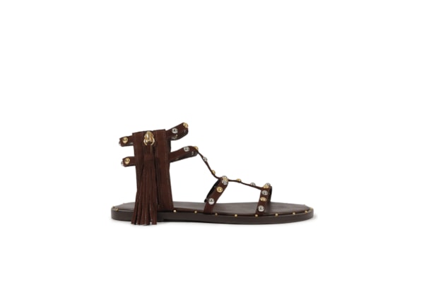 Sandália Feminina Rasteira Kanya Flat Couro - Marrom