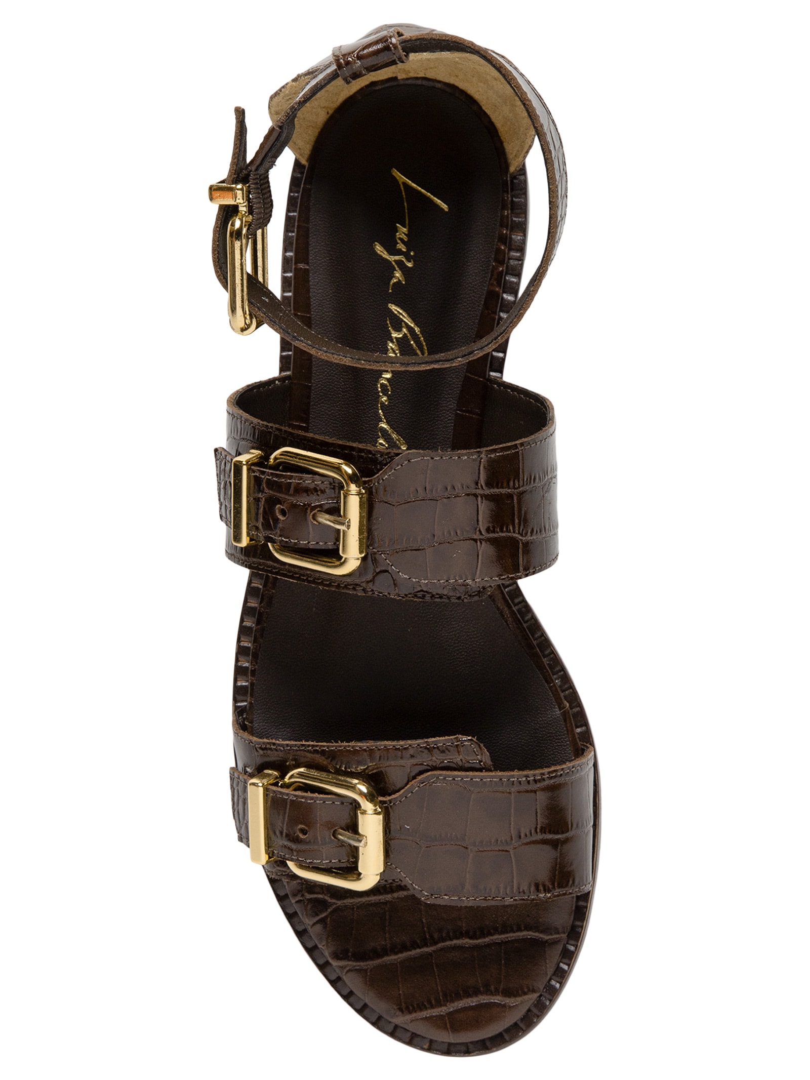 Sandália Feminina Rasteira Marrom Luiza Barcelos