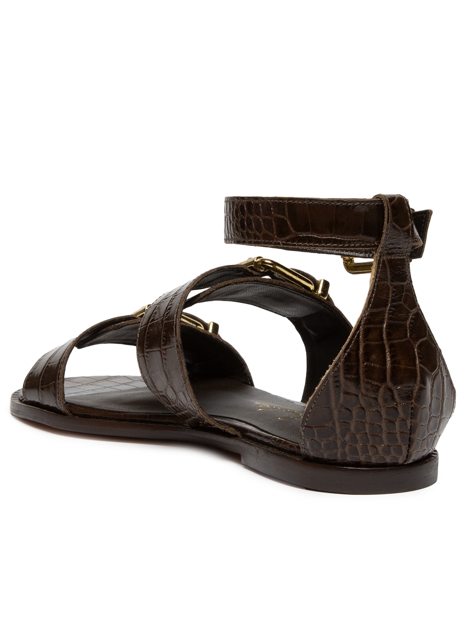 Sandália Feminina Rasteira Marrom Luiza Barcelos