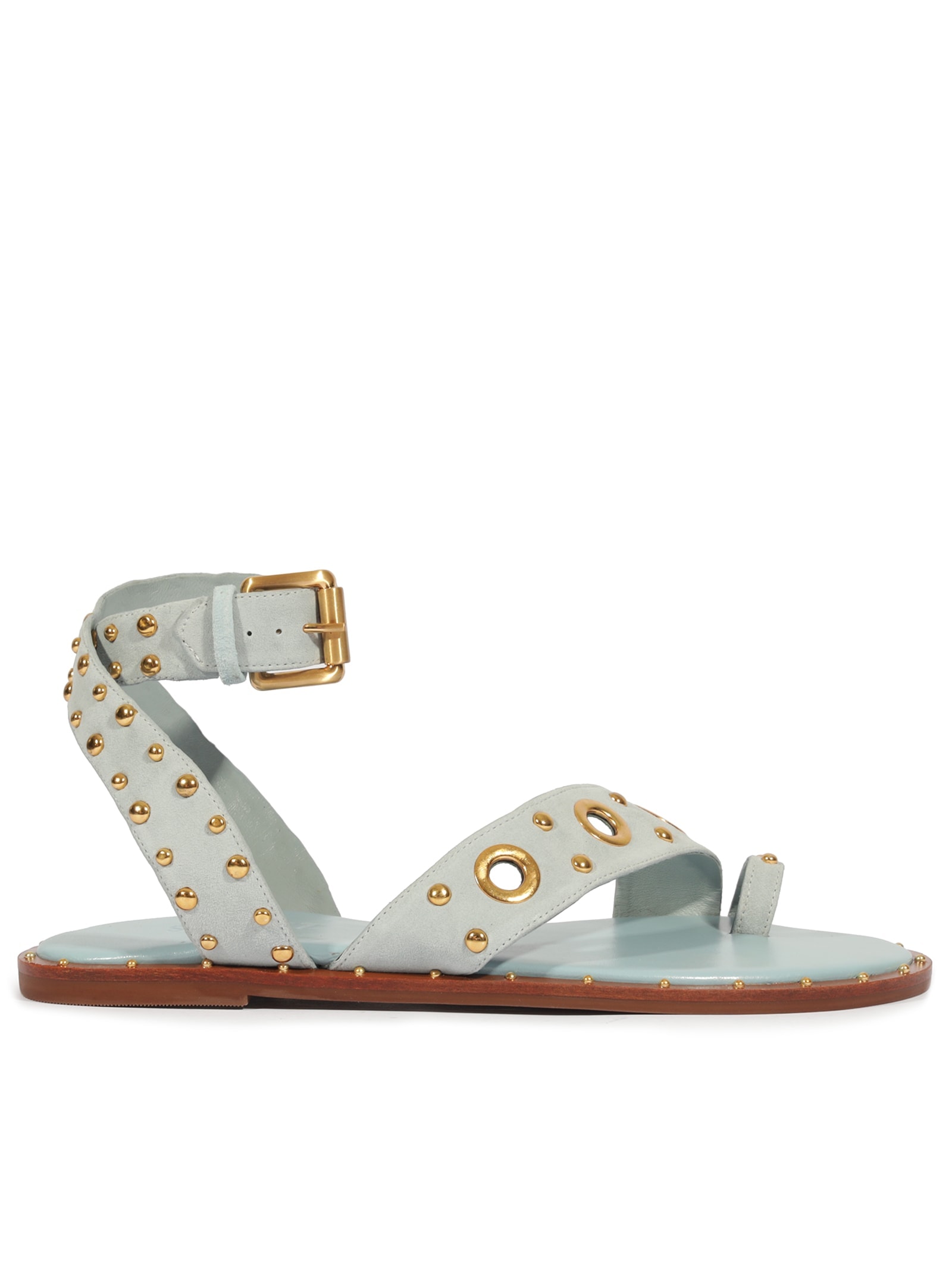 Sandália Feminina Rasteira Nobuck Azul Schutz