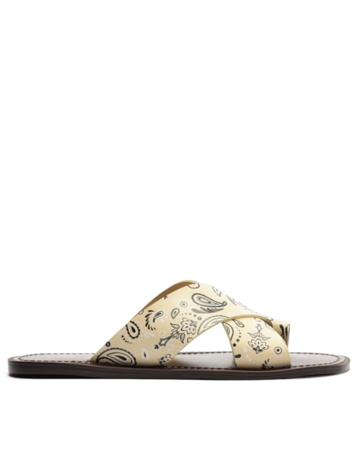 Sandália Feminina Rasteira Paisley Tiras Largas Livia – Amerelo