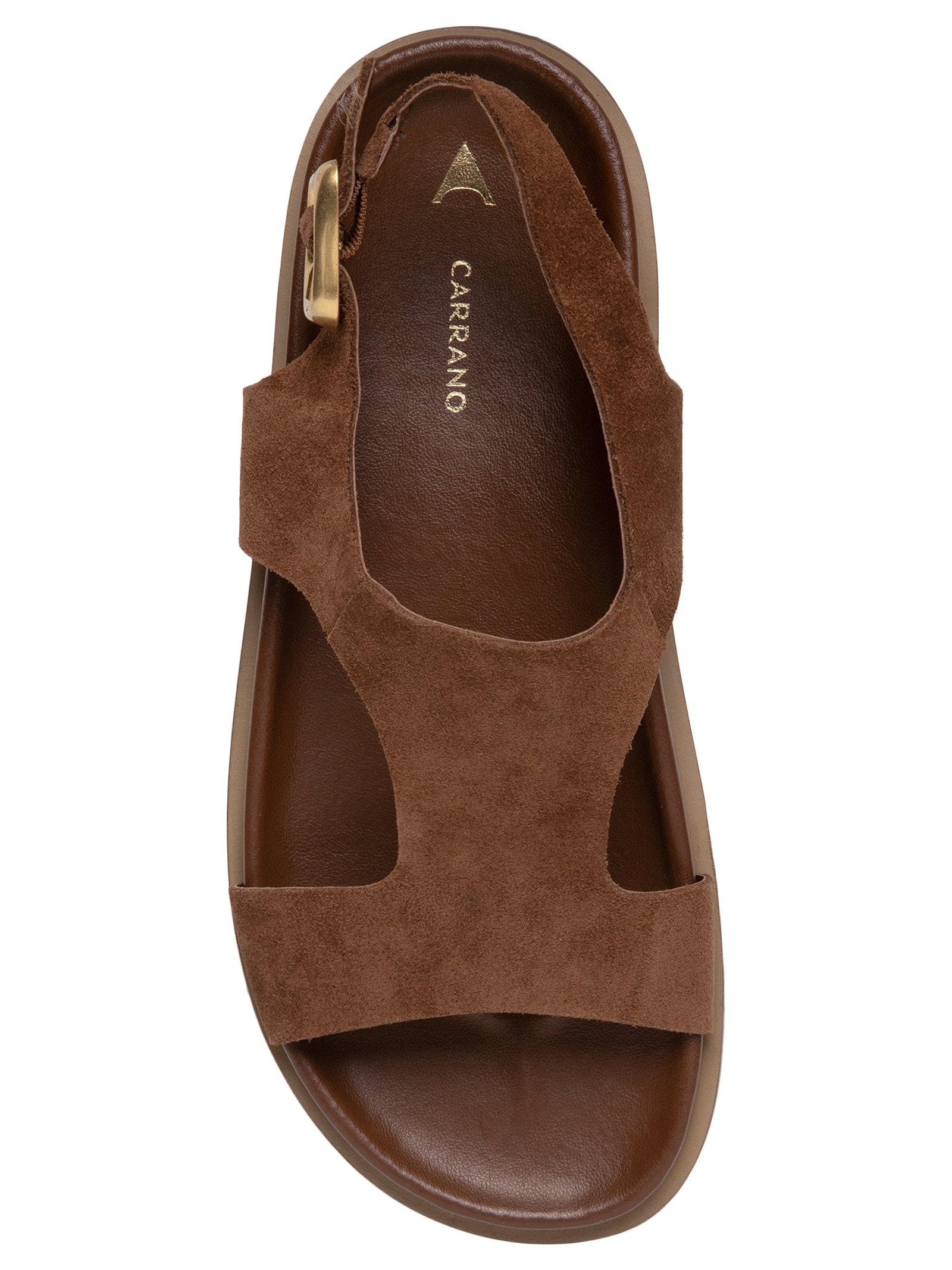 Sandália Feminina Rasteira Papete Suede Walnut Marrom Carrano
