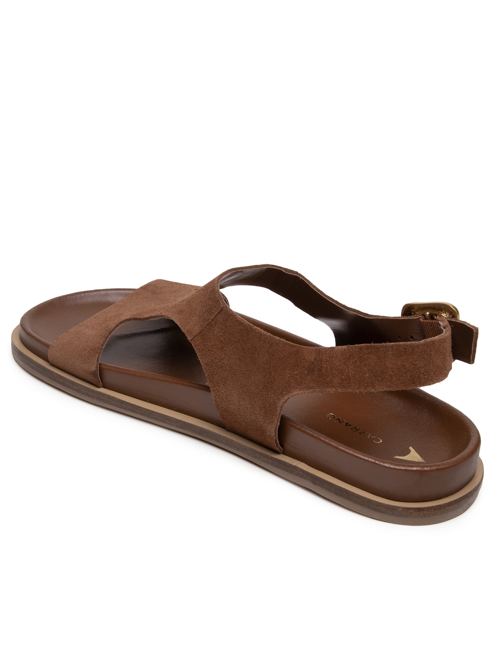 Sandália Feminina Rasteira Papete Suede Walnut Marrom Carrano