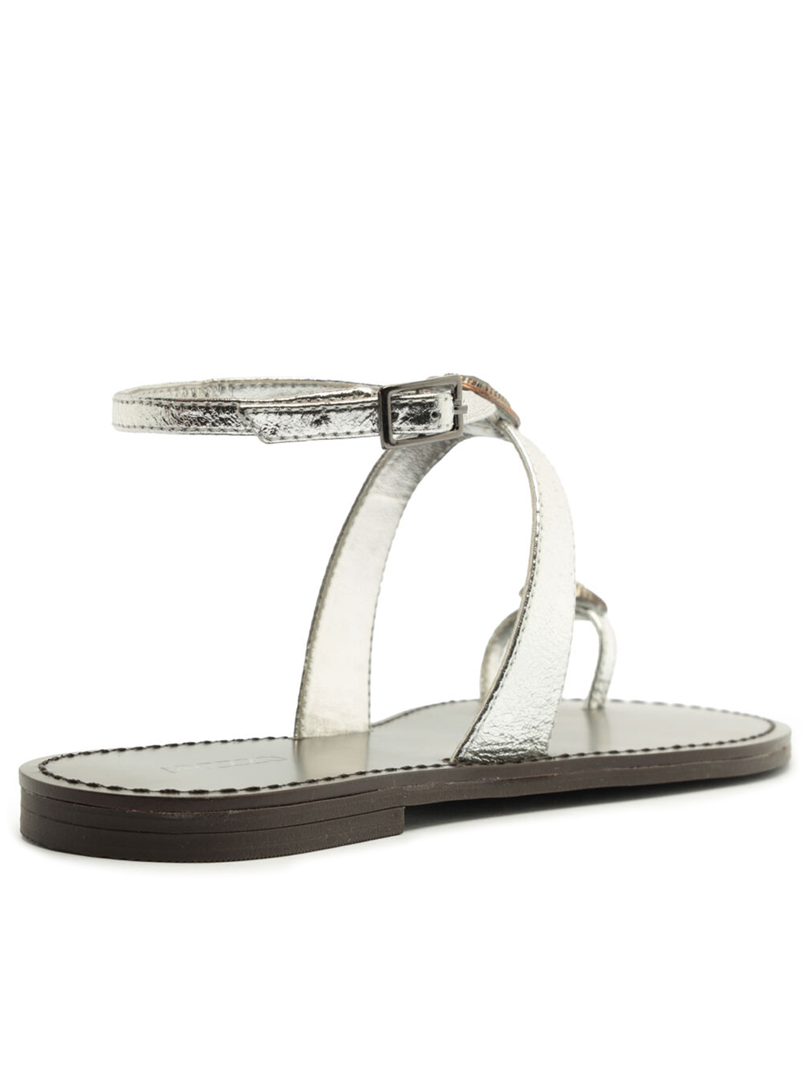 Sandália Feminina Rasteira Pedraria Prateado Arezzo