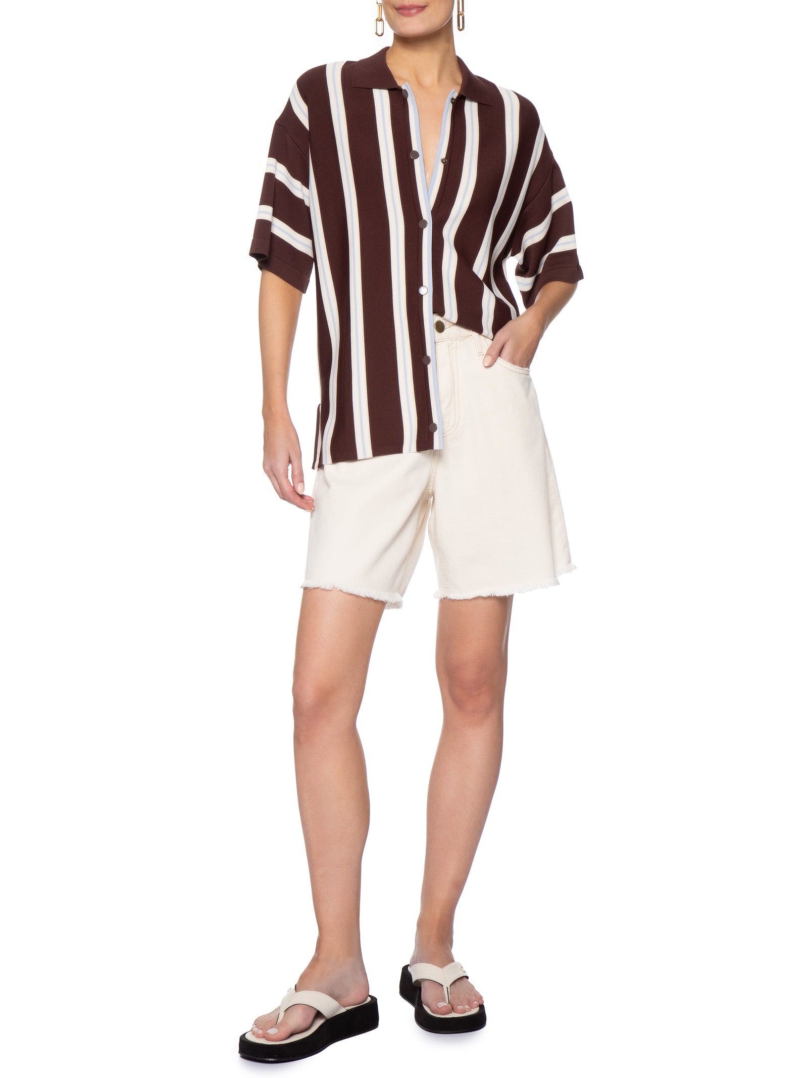 Sandália Feminina Rasteira Shop Flatform Couro Branco Schutz