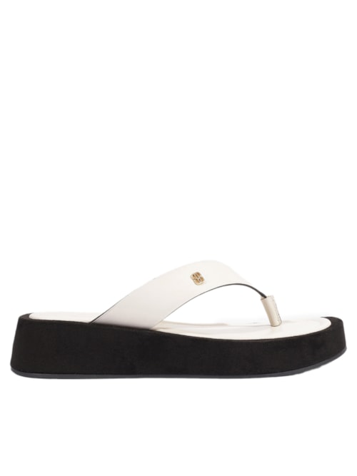 Sandália Feminina Rasteira Shop Flatform Couro - Branco