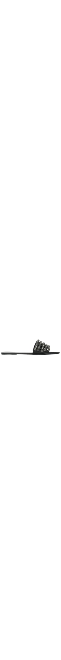 Sandália Feminina Rasteira Slide Pedras Glam - Preto
