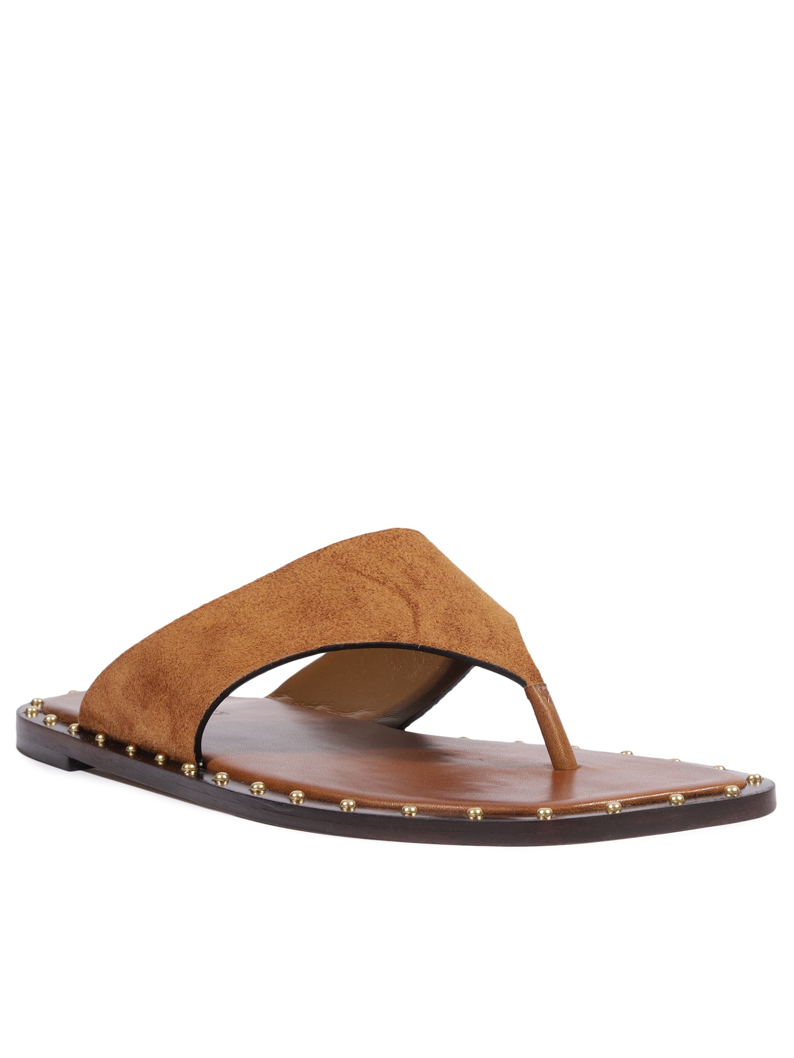 Sandália Feminina Rasteira Studs Marrom Schutz