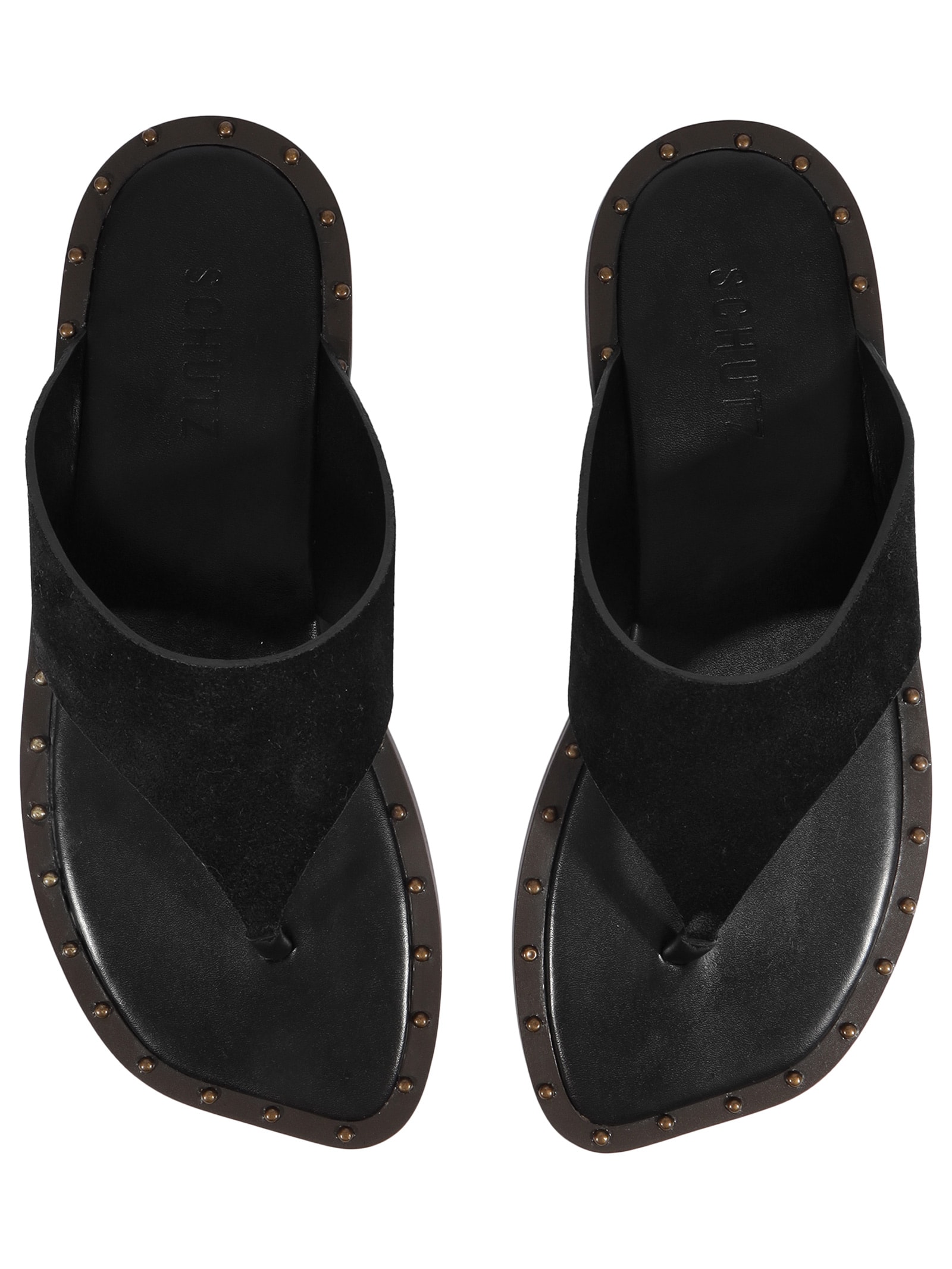 Sandália Feminina Rasteira Studs Preto Schutz