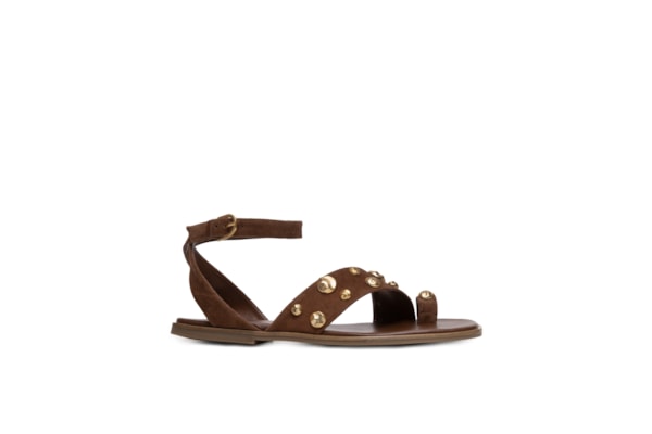 Sandália Feminina Rasteira Suede Prime Walnut - Marrom