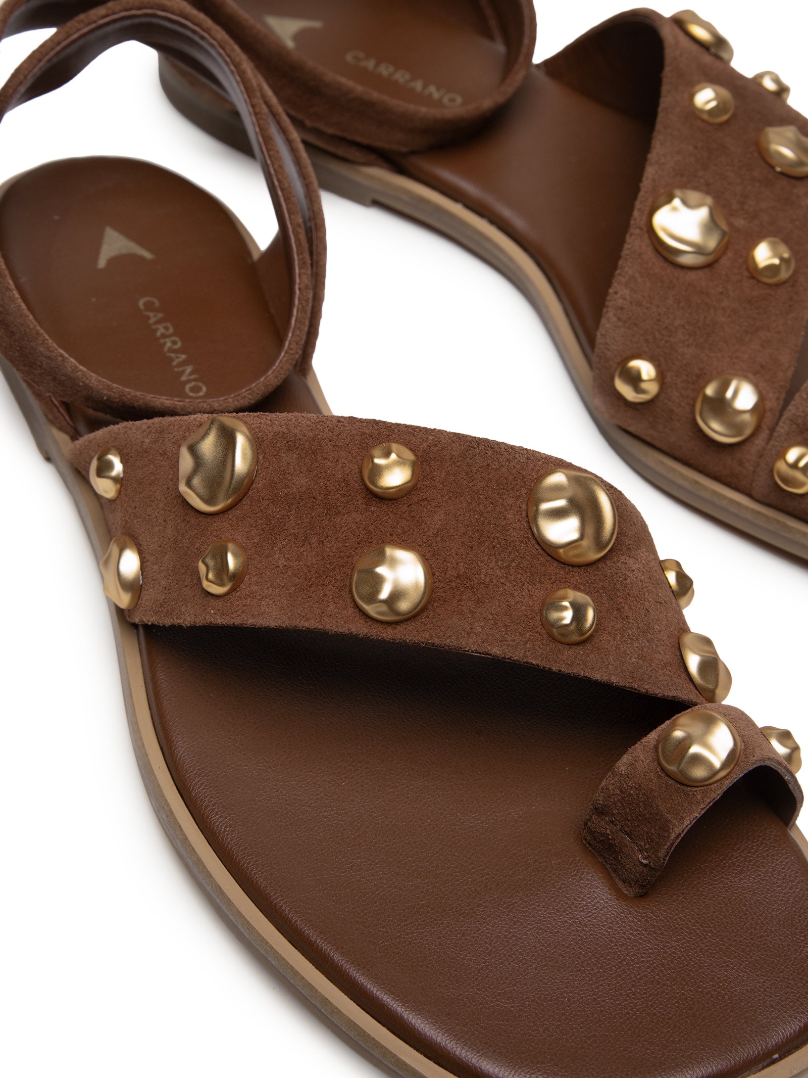 Sandália Feminina Rasteira Suede Prime Walnut Marrom Carrano