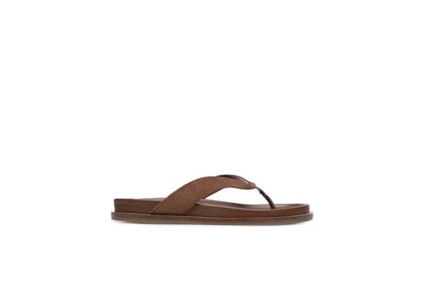 Sandália Feminina Rasteira Suede Walnut - Marrom