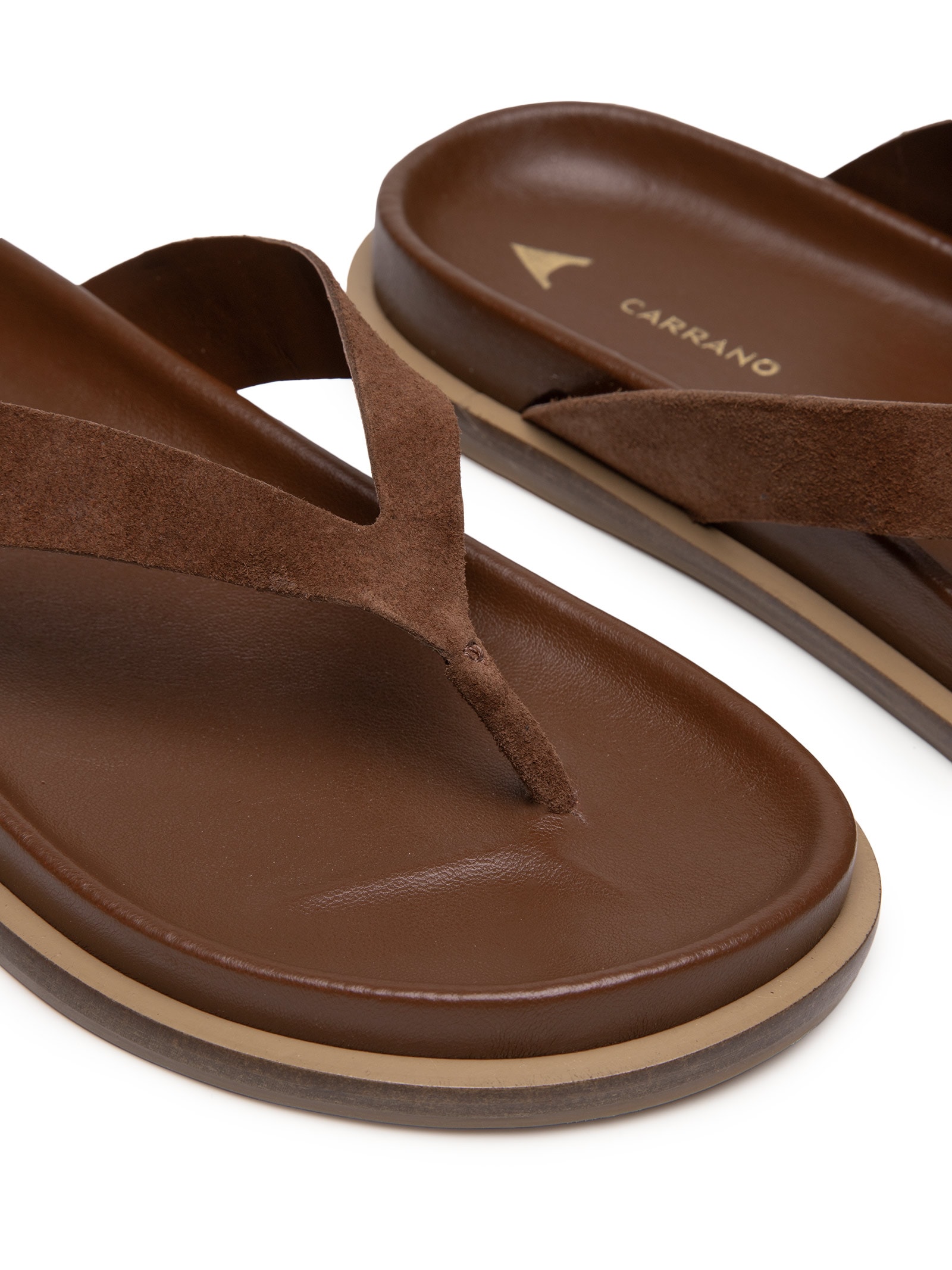 Sandália Feminina Rasteira Suede Walnut Marrom Carrano