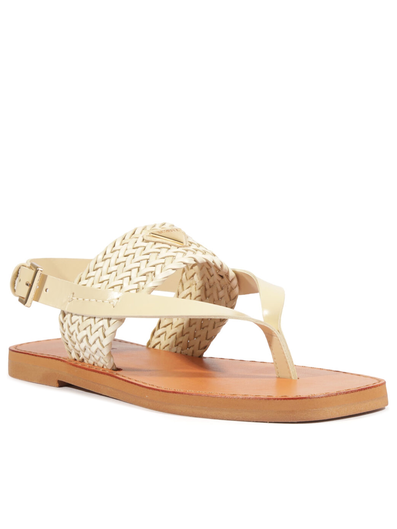 Sandália Feminina Rasteira Tira Tressê Couro Branco Schutz