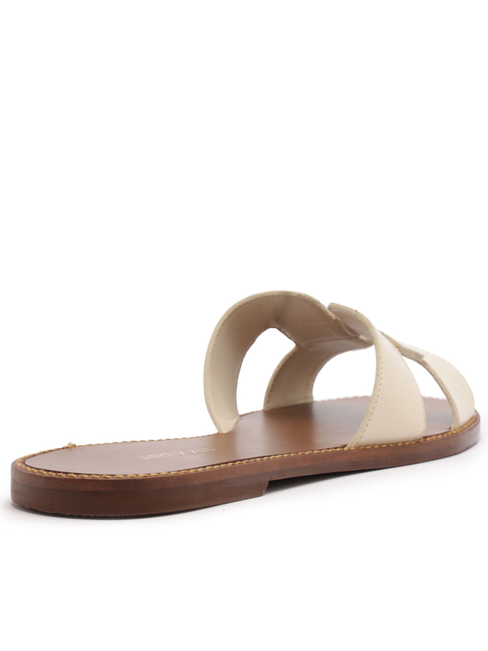 Sandália Feminina Rasteira Tira Vazada Off White Arezzo