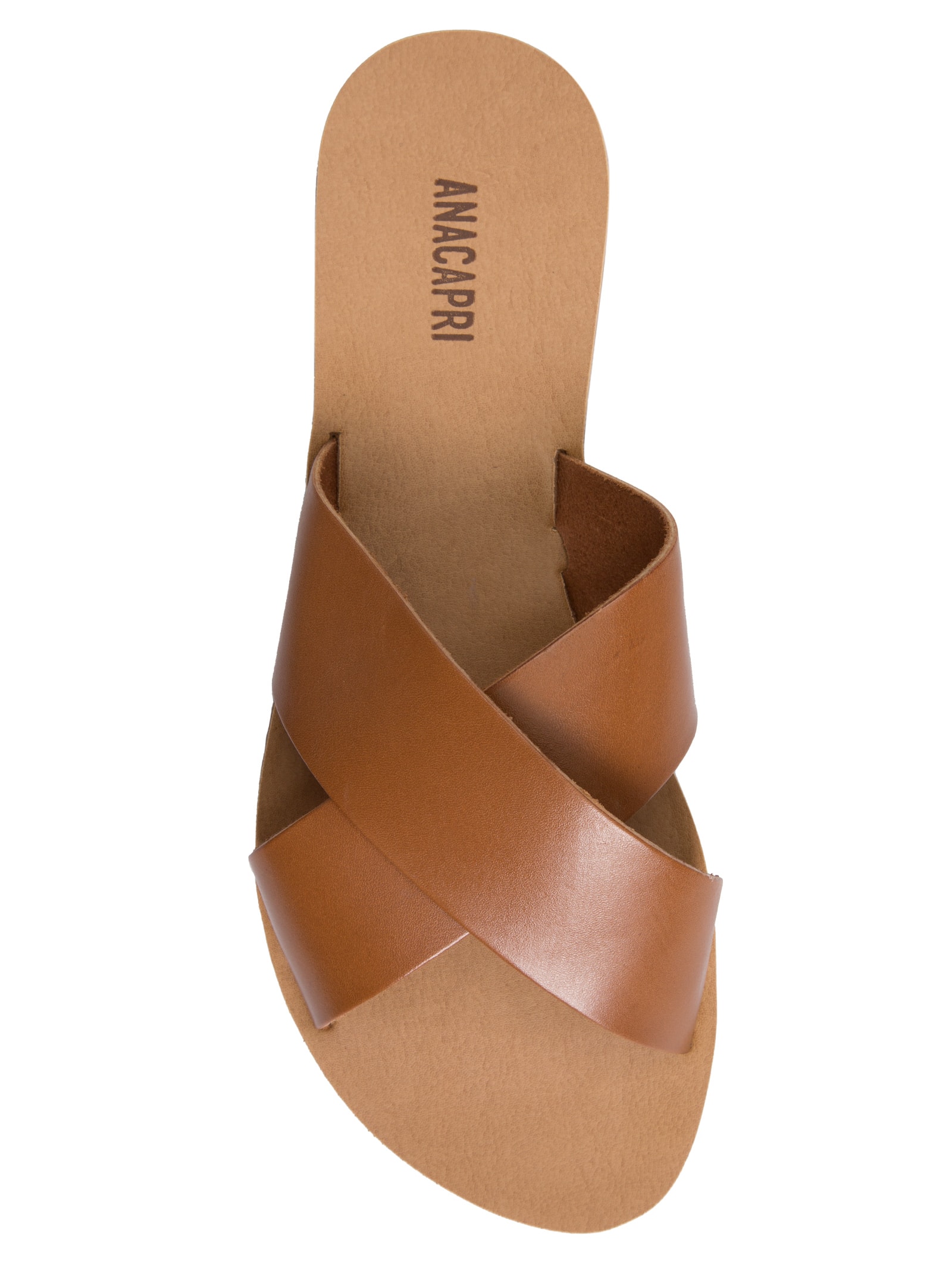 Sandália Feminina Rasteira Tiras Cruzadas Marrom Anacapri