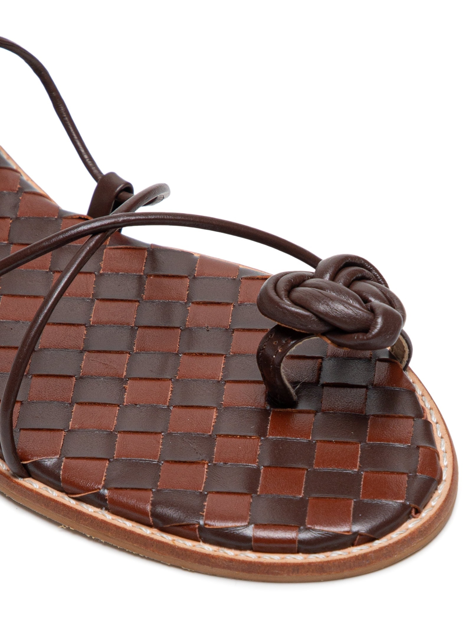 Sandália Feminina Rasteira Tiras Em Couro Marrom '2Essential