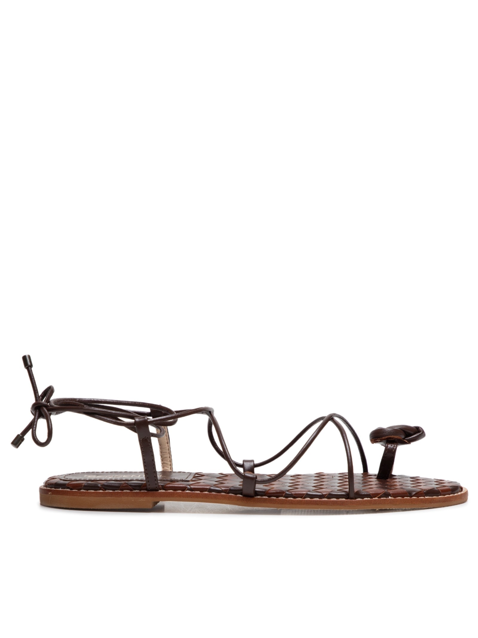 Sandália Feminina Rasteira Tiras Em Couro Marrom '2Essential