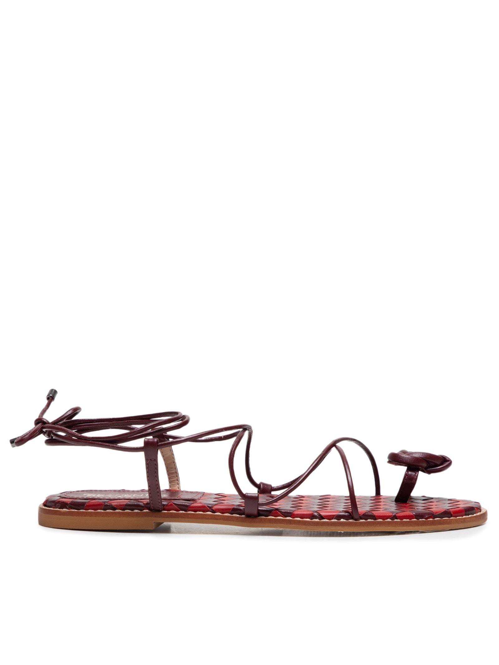 Sandália Feminina Rasteira Tiras Em Couro Vinho '2Essential