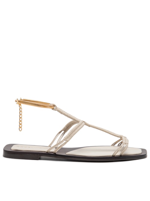 Sandália Feminina Rasteira Trançada – Bege