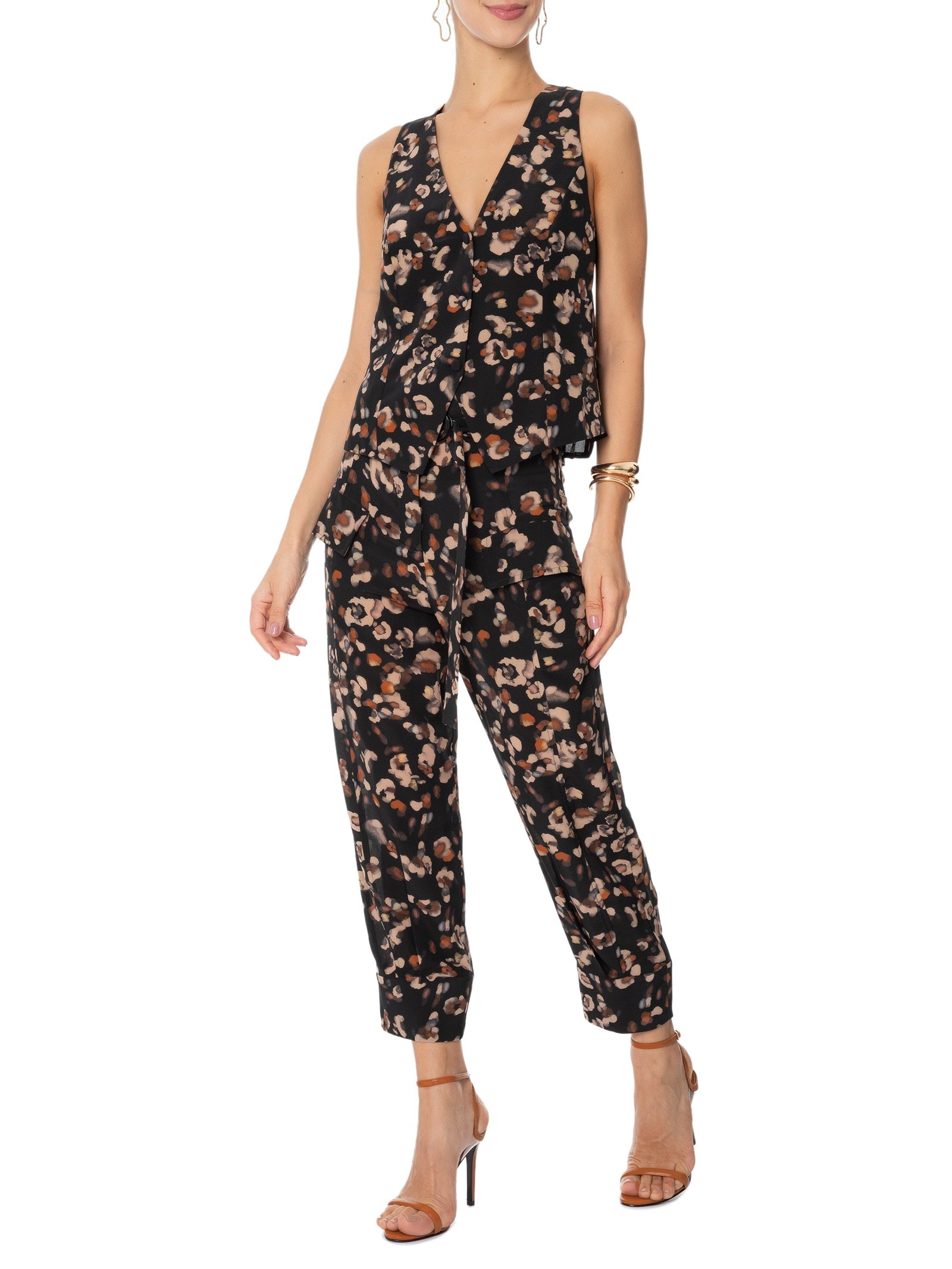 Sandália Feminina Salto Alto Couro Marrom Schutz