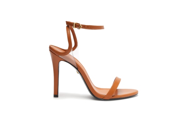 Sandália Feminina Salto Alto Couro - Marrom