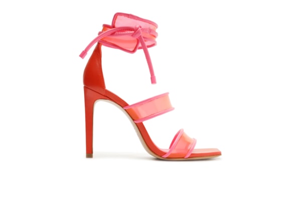 Sandália Feminina Salto Alto Thalia Vinil Amarração - Vermelho