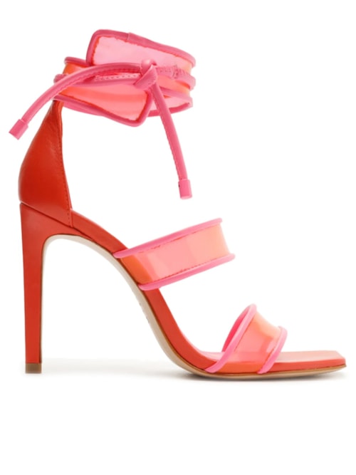 Sandália Feminina Salto Alto Thalia Vinil Amarração – Vermelho