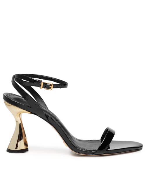 Sandália Feminina Salto Alto Verniz – Preto