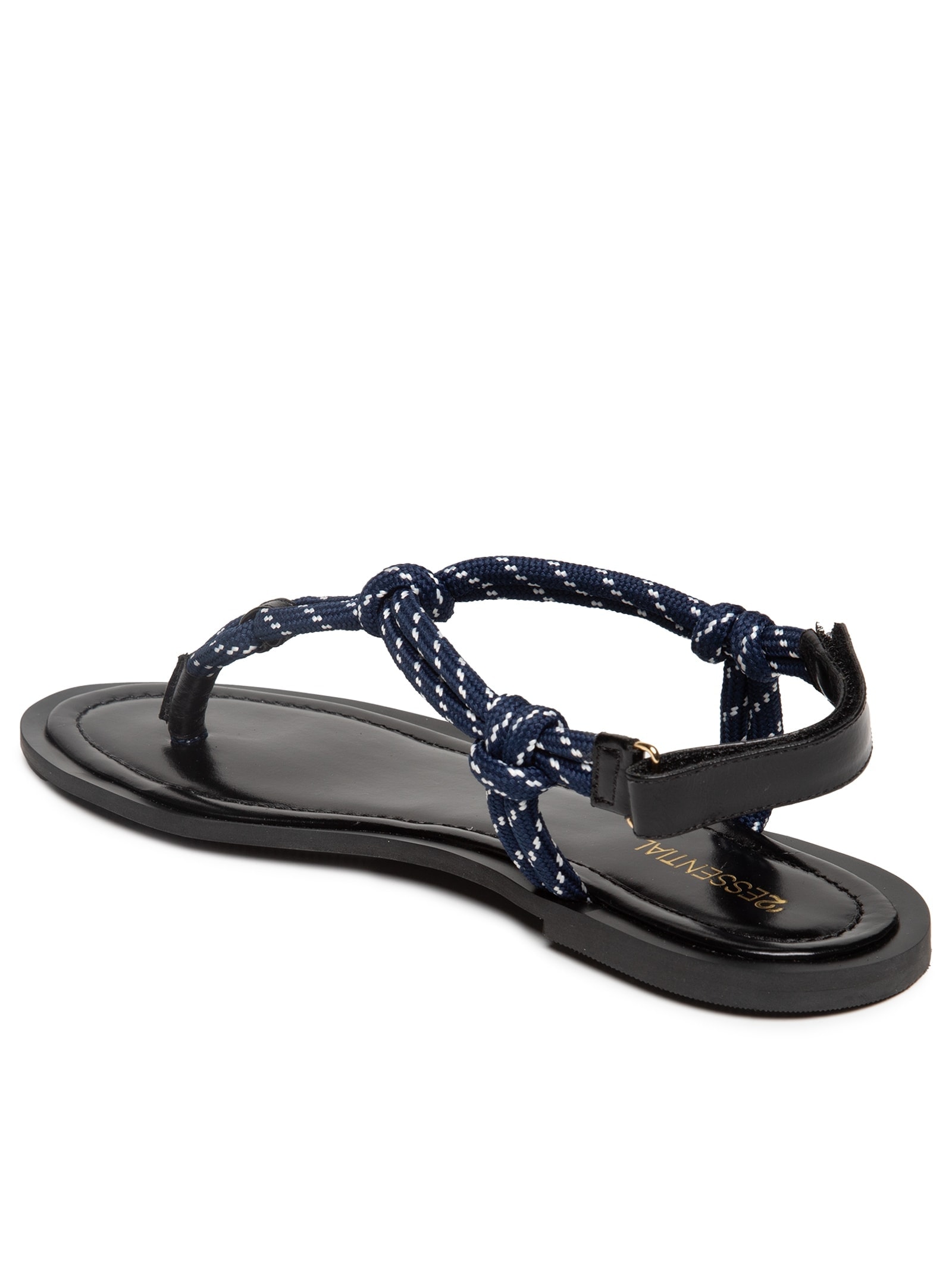 Sandália Feminina Salto Baixo Em Couro Azul '2Essential