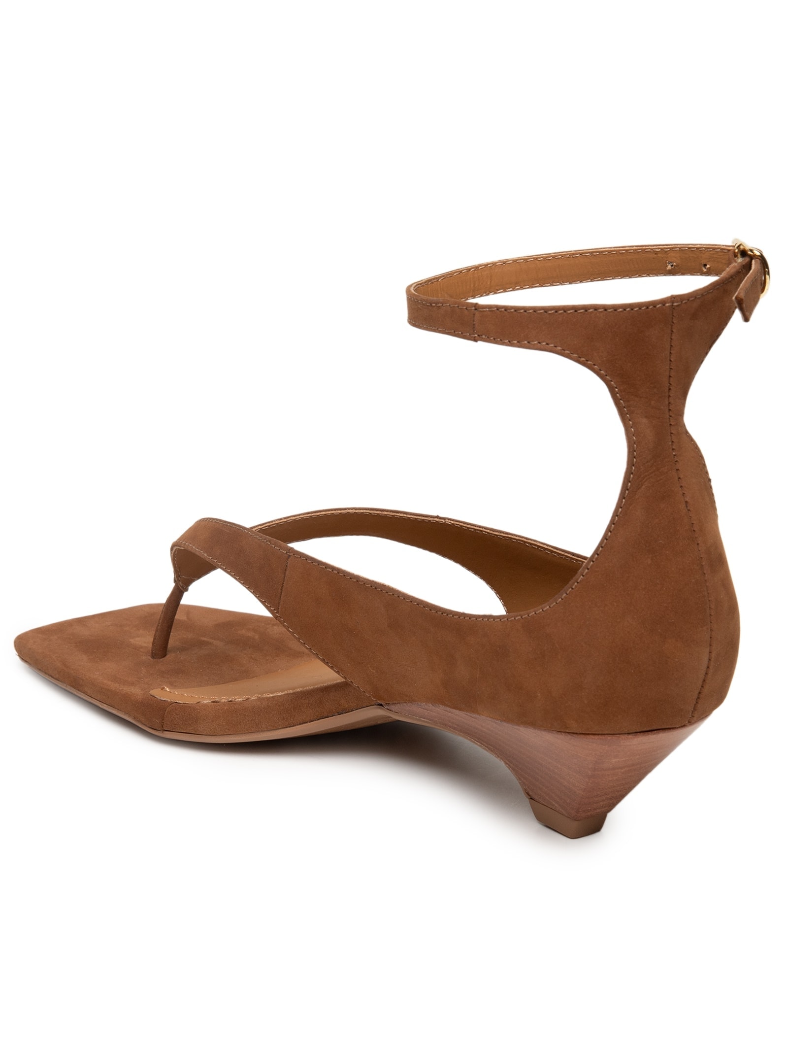 Sandália Feminina Salto Baixo Em Couro Marrom '2Essential