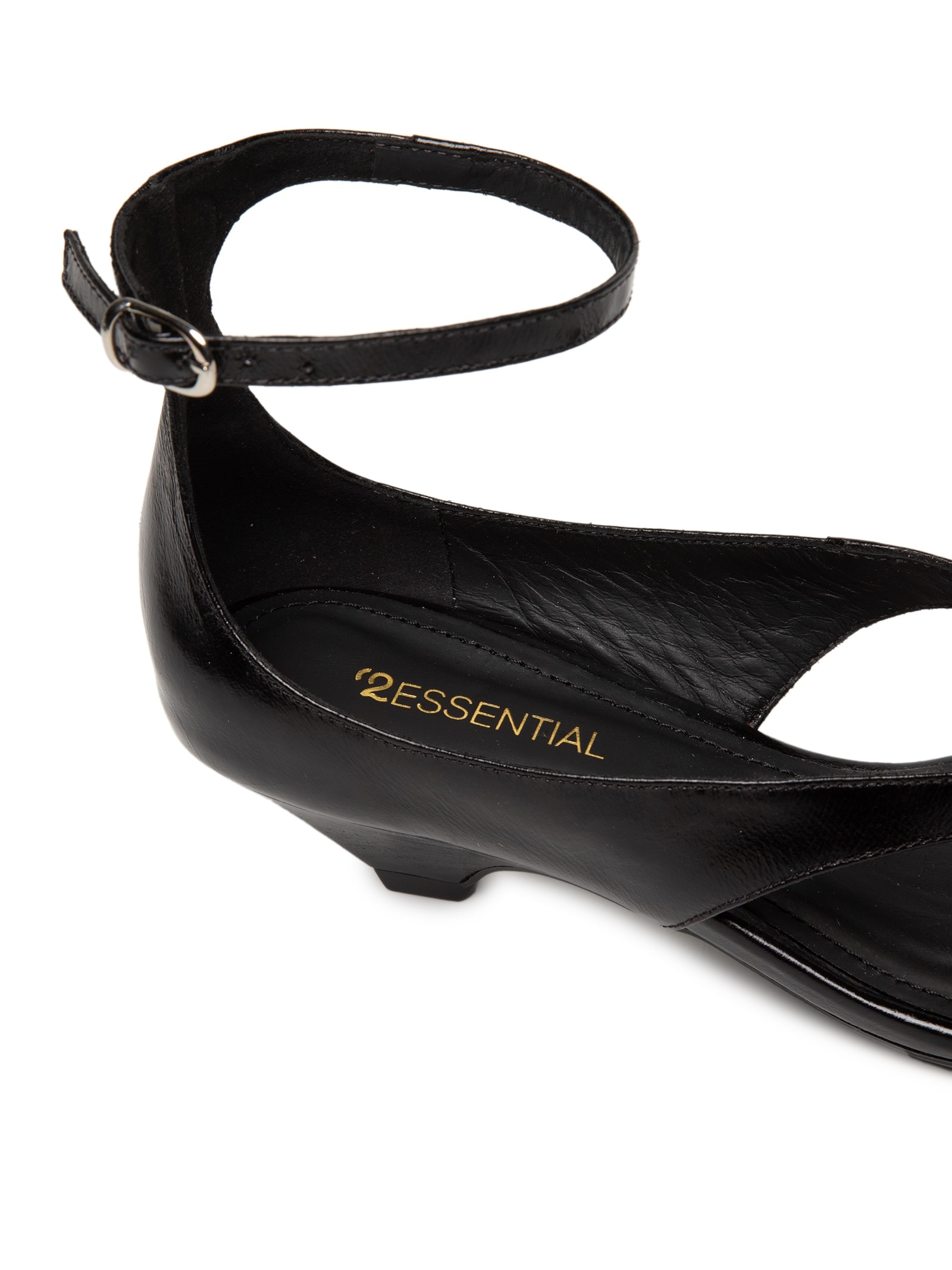 Sandália Feminina Salto Baixo Em Couro Preto '2Essential