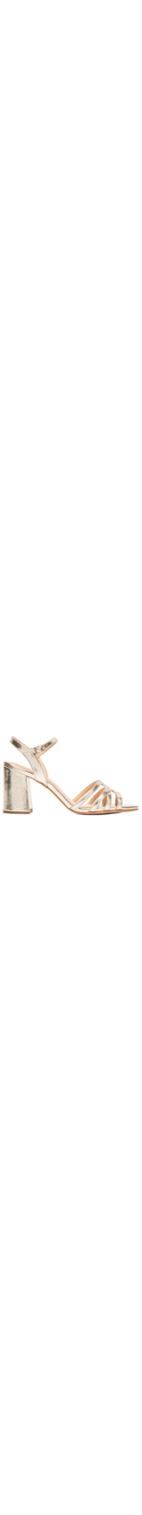 Sandália Feminina Salto Bloco Metalcolor - Dourado