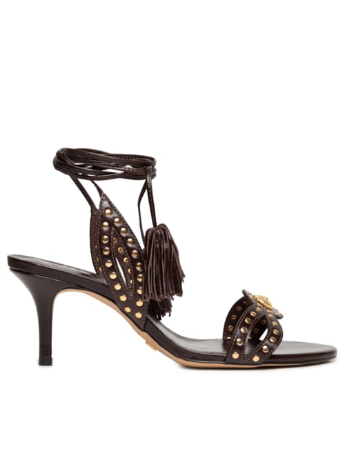 Sandália Feminina Salto Cracked – Marrom