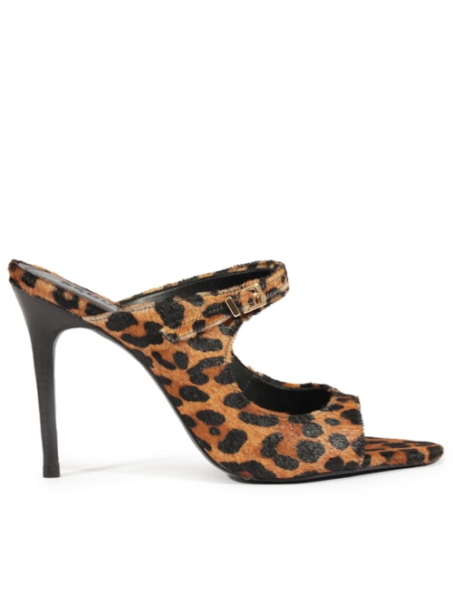 Sandália Feminina Salto Fino Alto Couro – Animal Print