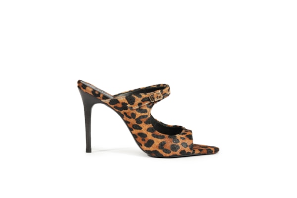 Sandália Feminina Salto Fino Alto Couro - Animal Print