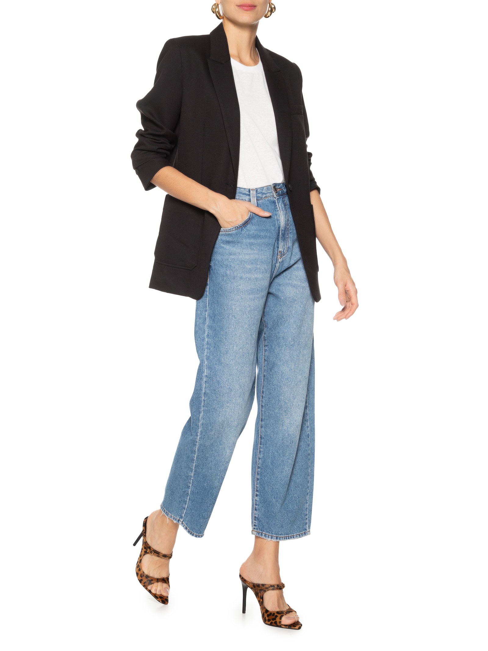 Sandália Feminina Salto Fino Alto Couro Animal Print Schutz