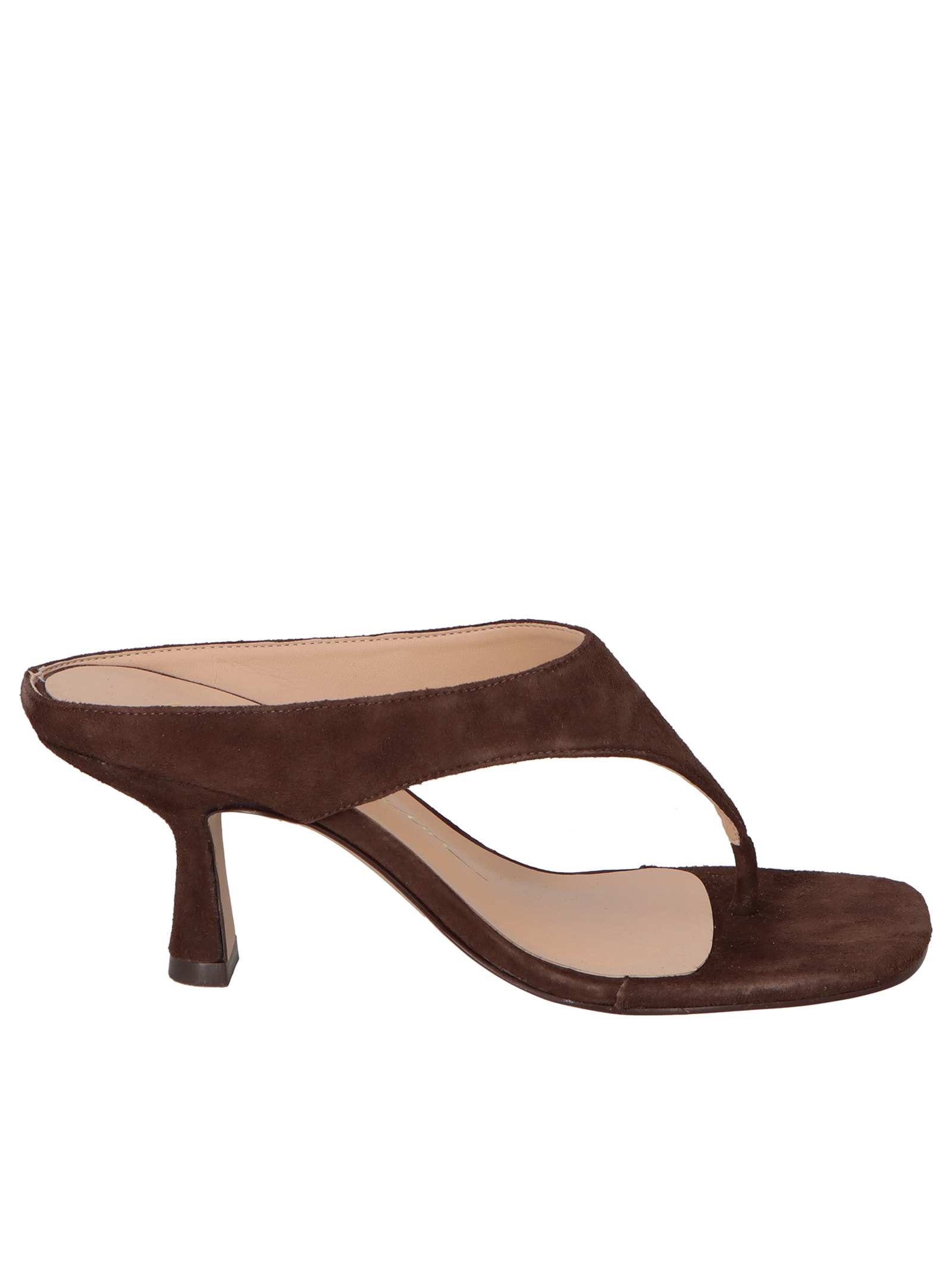 Sandália Feminina Salto Fino Médio Camurça Marrom Luiza Barcelos