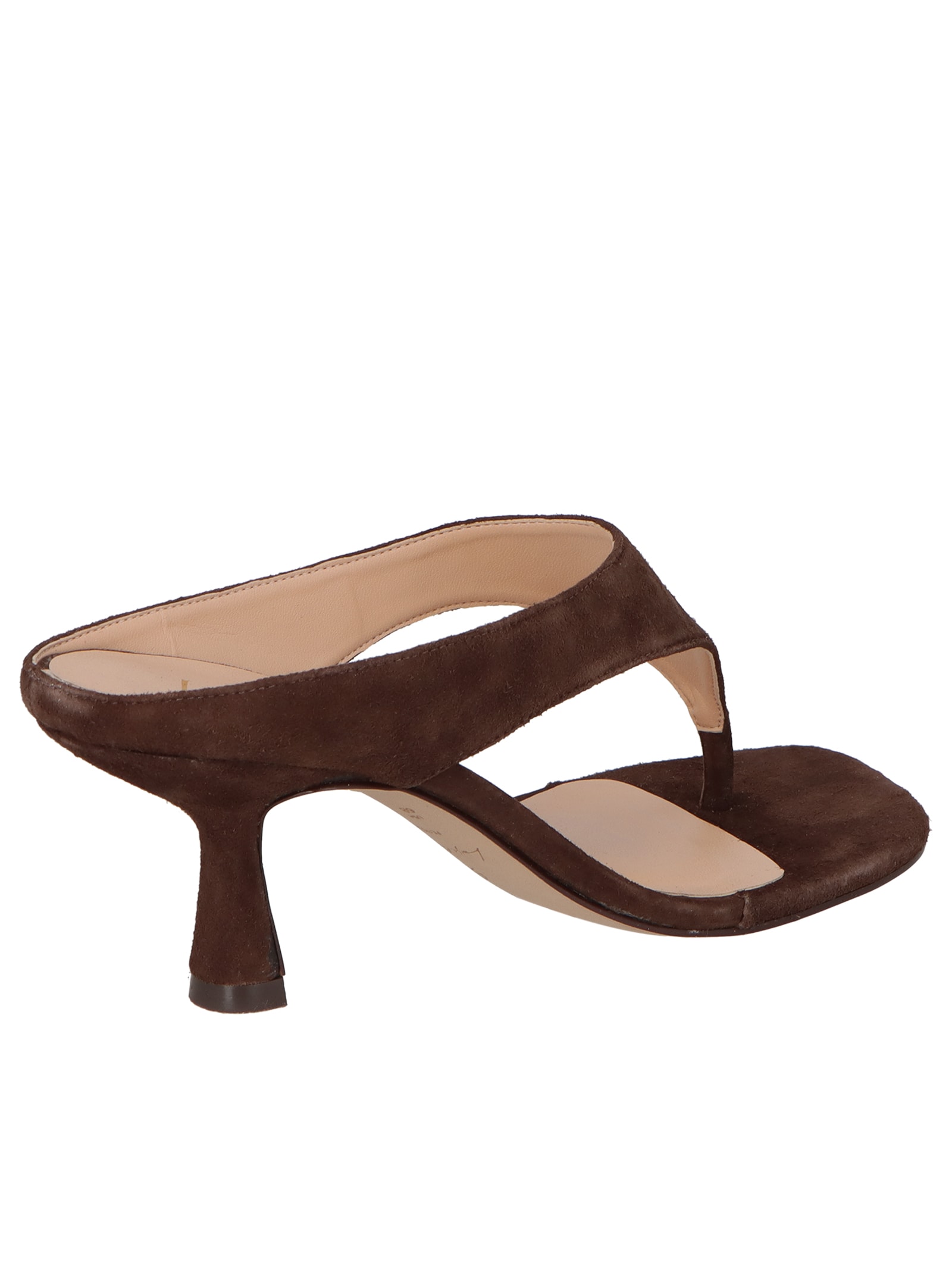 Sandália Feminina Salto Fino Médio Camurça Marrom Luiza Barcelos