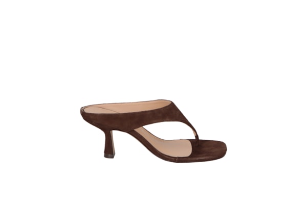 Sandália Feminina Salto Fino Médio Camurça - Marrom