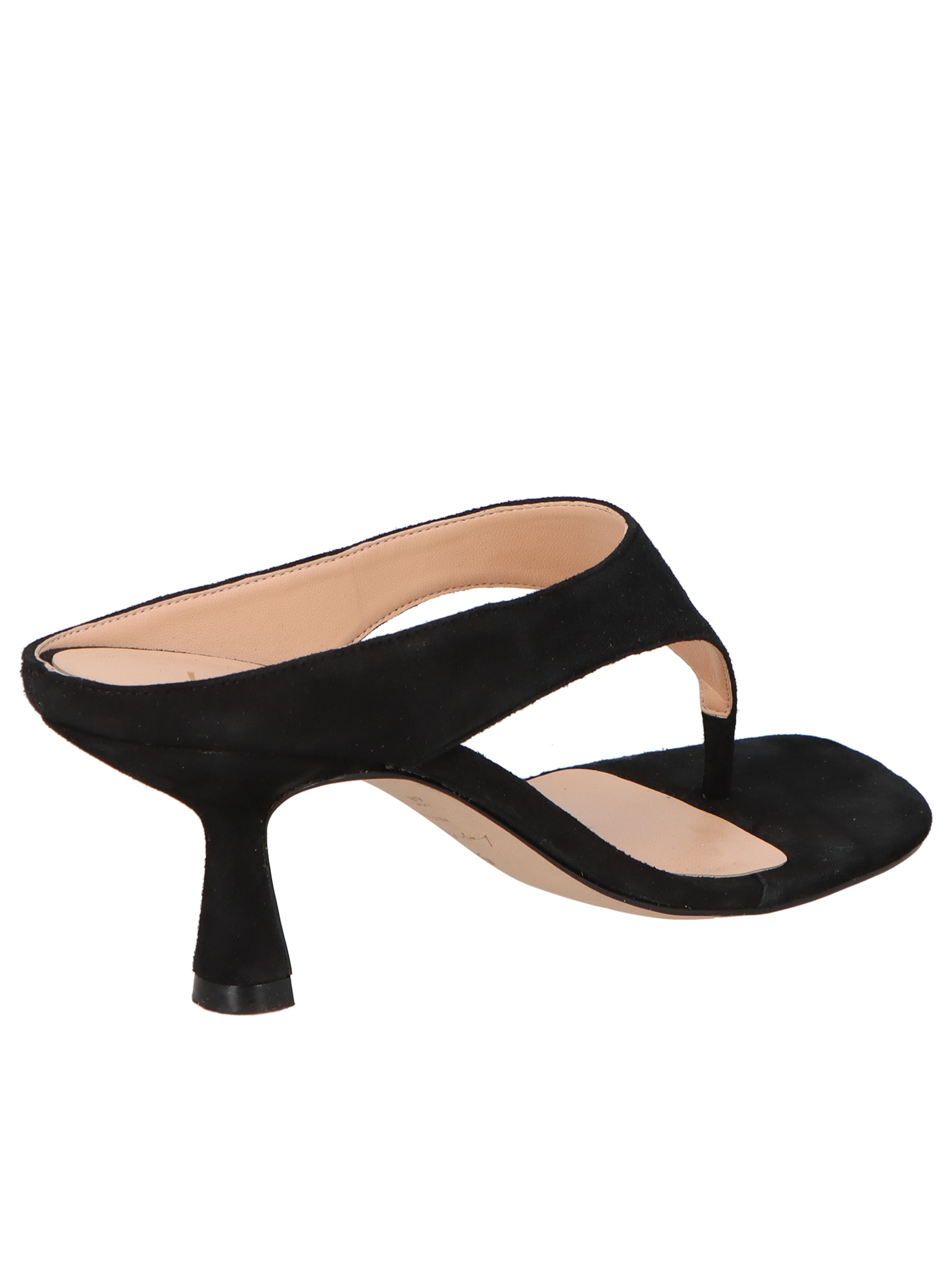 Sandália Feminina Salto Fino Médio Camurça Preto Luiza Barcelos