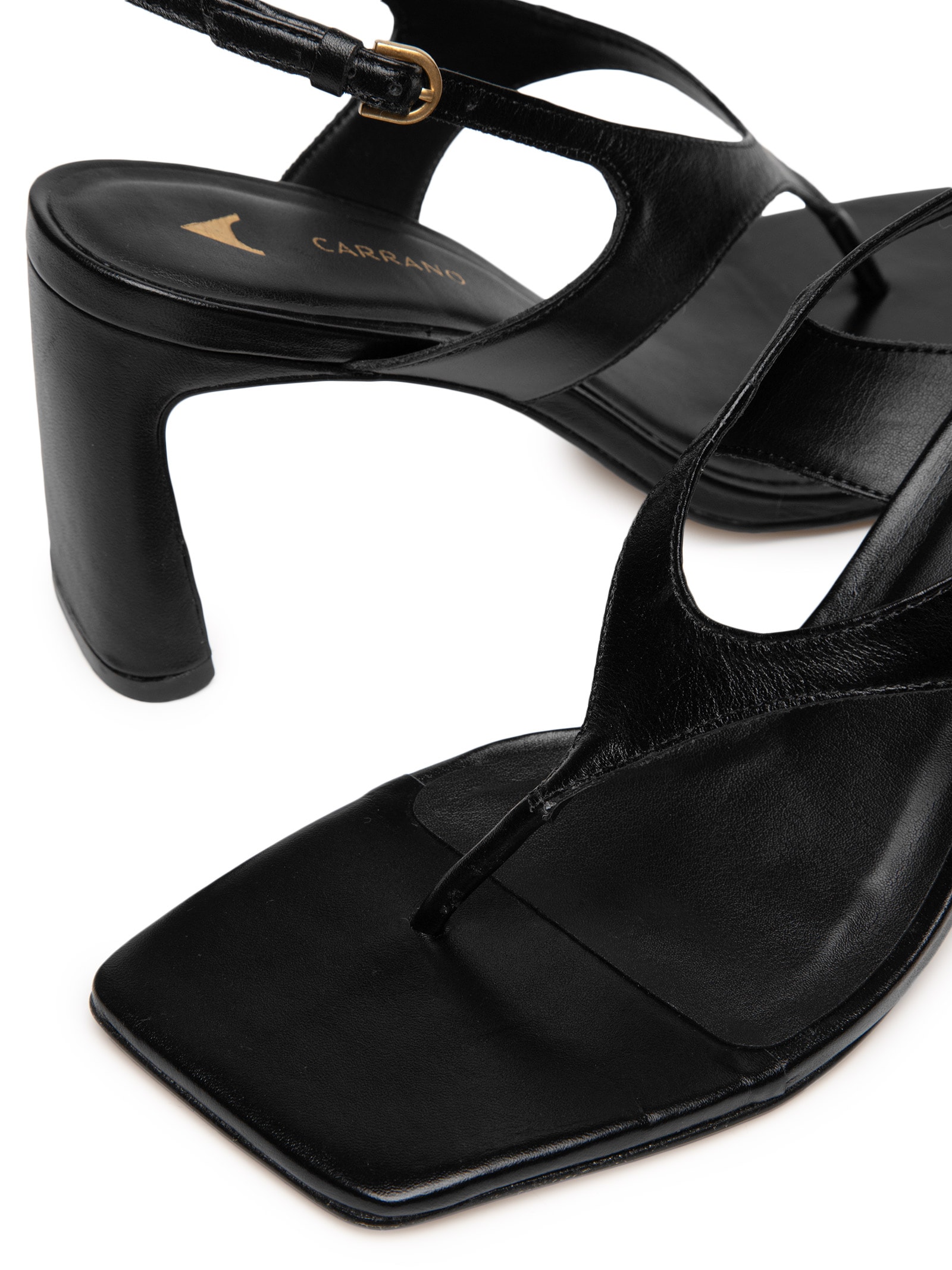 Sandália Feminina Salto Grosso Médio Trento – Preto Carrano